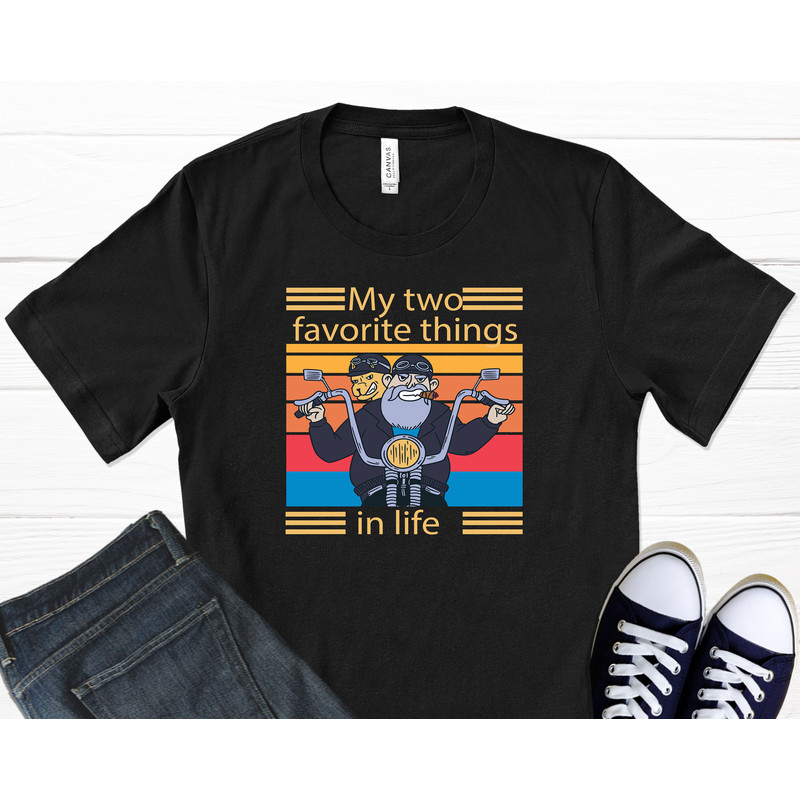 Two Favorite Things T-Shirt, Retro Shirt, Adventure Shirt, Road Bike, Biker Gifts, Dog Shirt, Pet Shirt, Dog Dad Shirt, Graphic T-Shirt.jpg