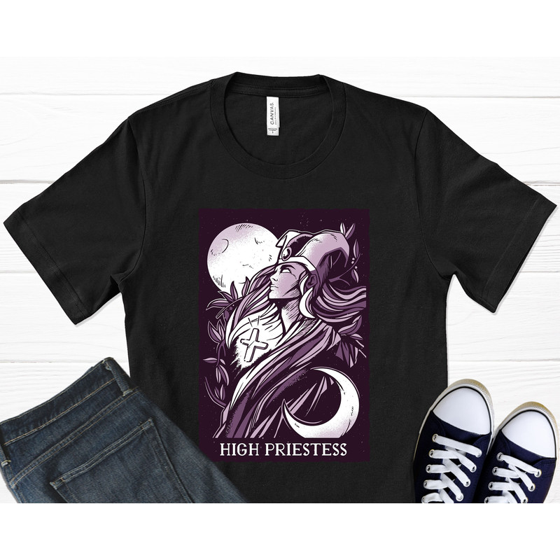 High Priestess Tarot T-Shirt, High Priestess, Tarot Shirt, Tarot Card Shirt, Witch Shirt, Spiritual Shirt, Goddess Shirt, Graphic T-Shirt.jpg