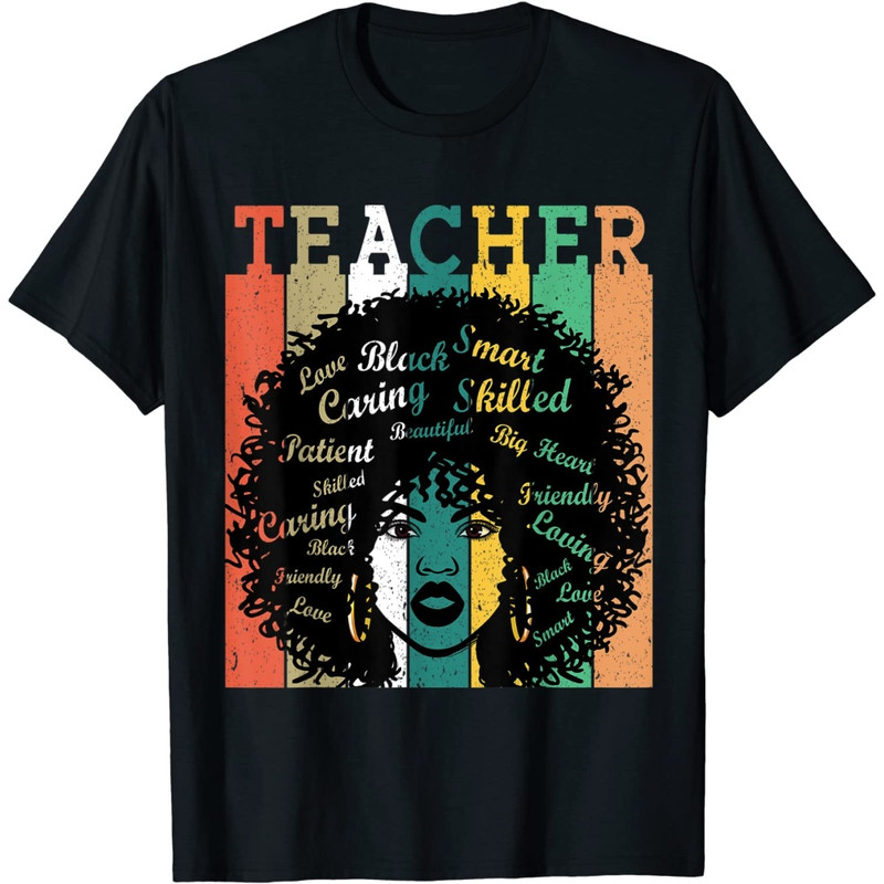 Black Women Teacher Afro Retro Black History Month T-Shirt.jpg