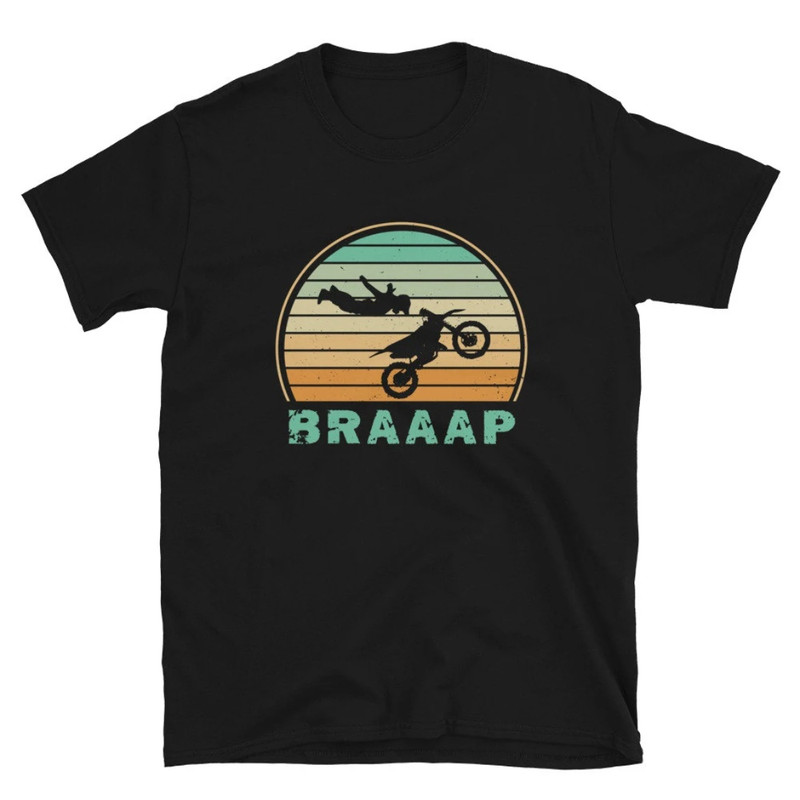 Braaap Retro Sunset Vintage Bike Rider Flying Unisex T-Shirt.jpg