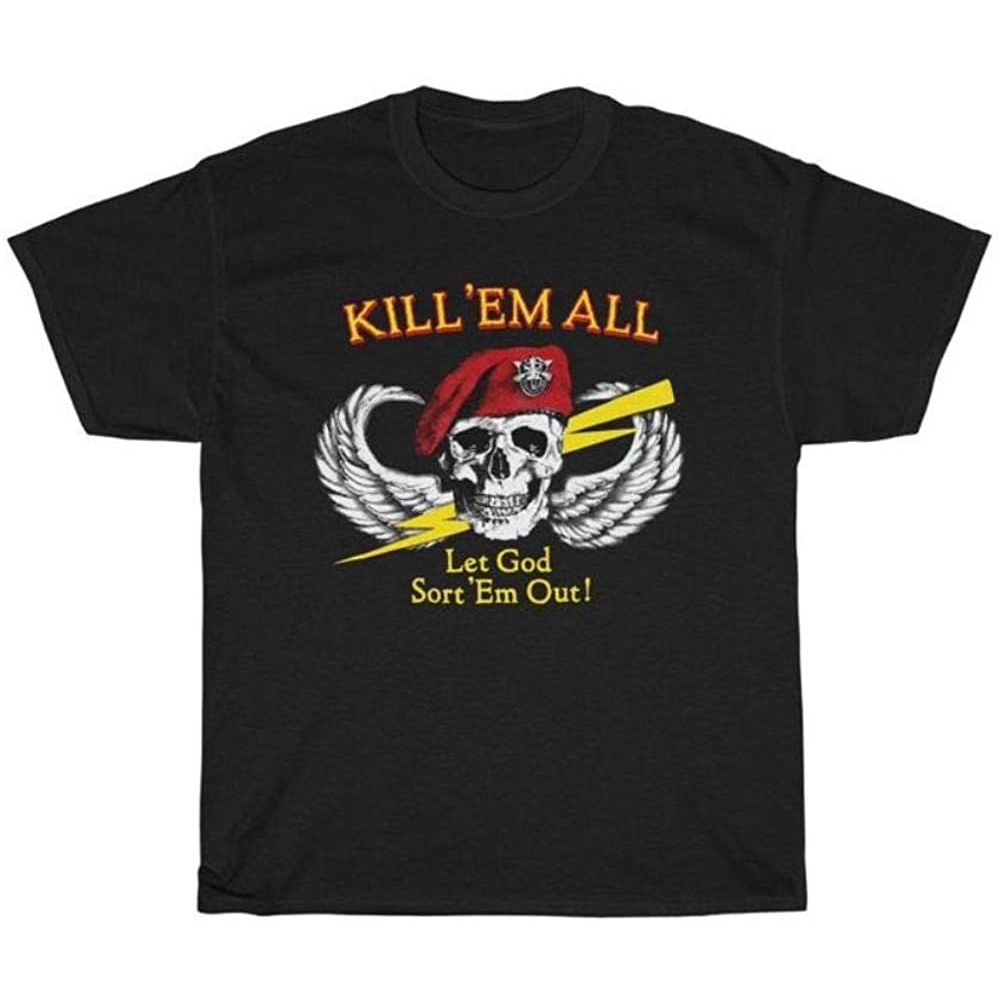 80s Kill Em All Let God Sort Em Out Em Out Skull Funny Short Sleeve T Shirt.jpg