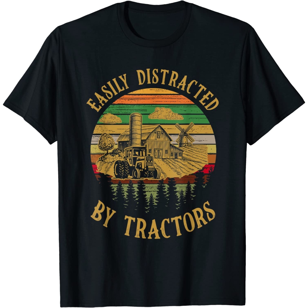 Easily Distracted By Tractors Farmer Tshirts.jpg