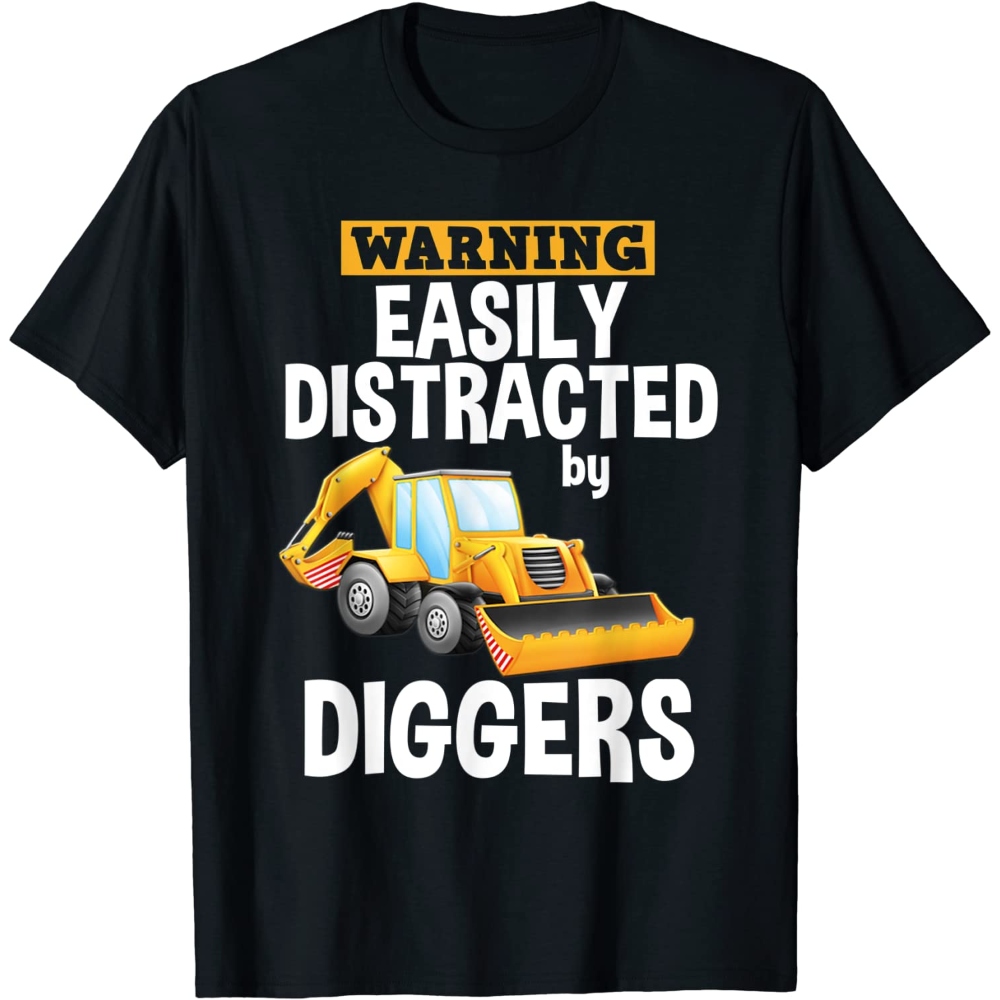 Easily Distracted By Diggers Backhoe Loader T-Shirt.jpg