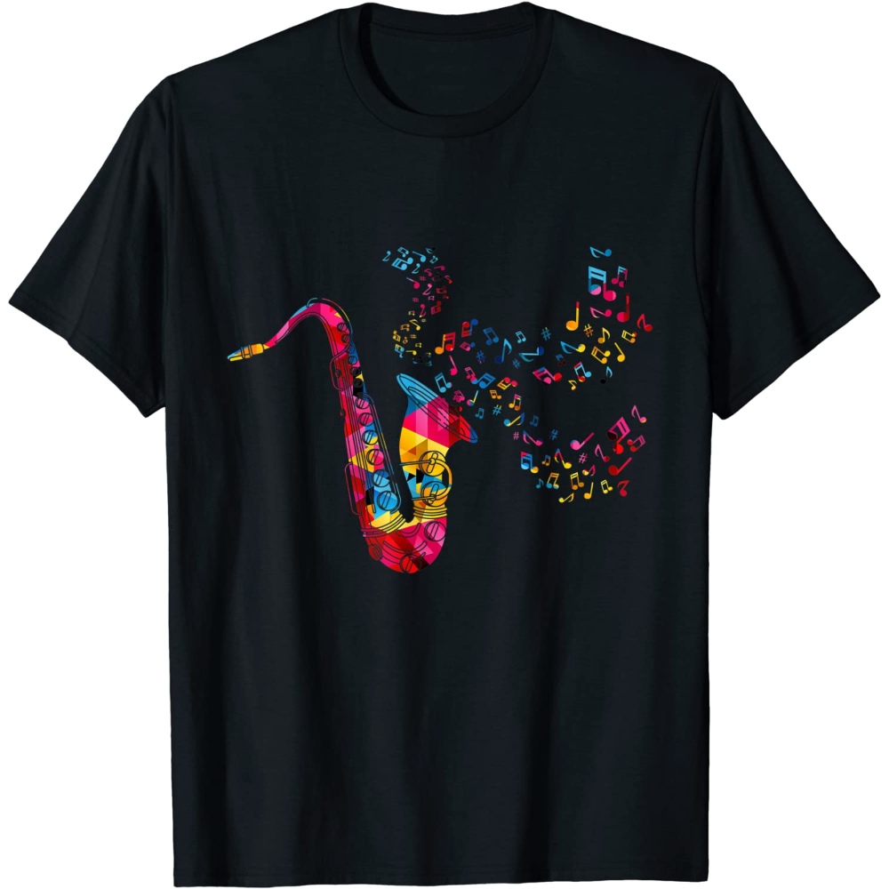 Colorful Musical Instrument Jazz Music Saxophone T-Shirt.jpg