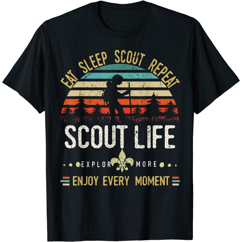 Eat Sleep Scout Repeat Vintage Scouting Scout life T-Shirt.jpg