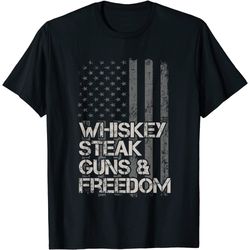 dad grandpa veteran us flag whiskey steak guns freedom t-shirt