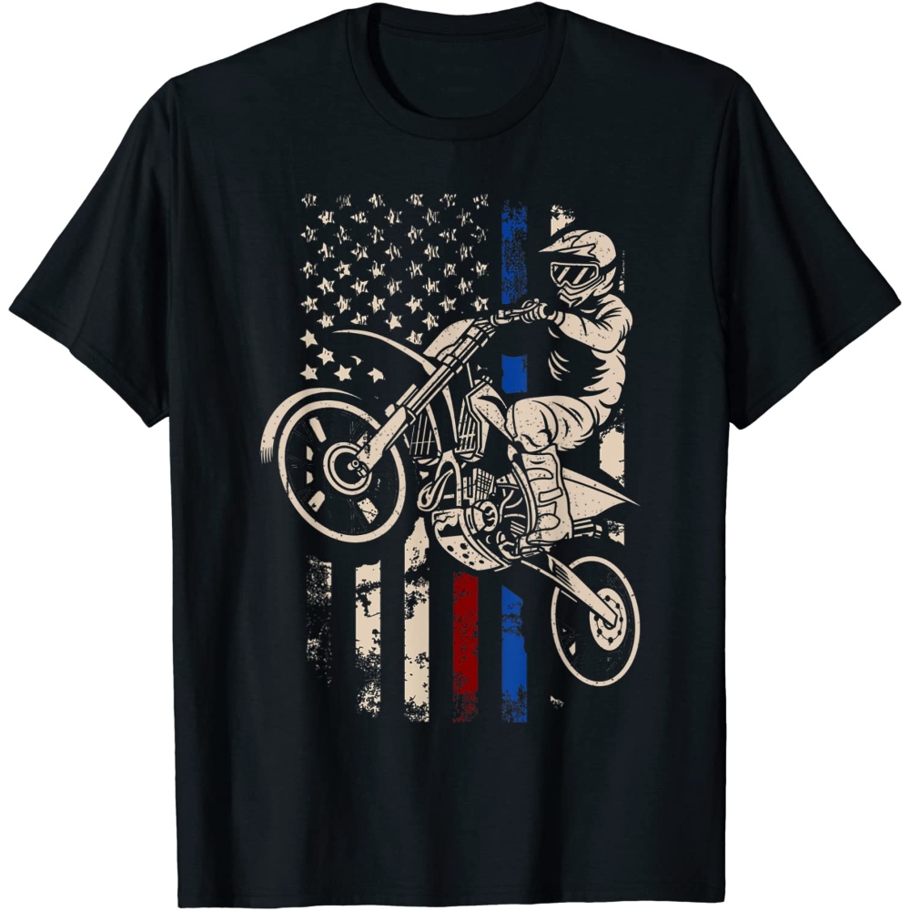Dirt Bike American Flag Motocross Biker 4th of July USA Flag T-Shirt.jpg