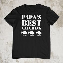 fisherman shirt, papa's best catch personalized shirt grandfather father's day gift fishing grandpa dad gift grandkids n