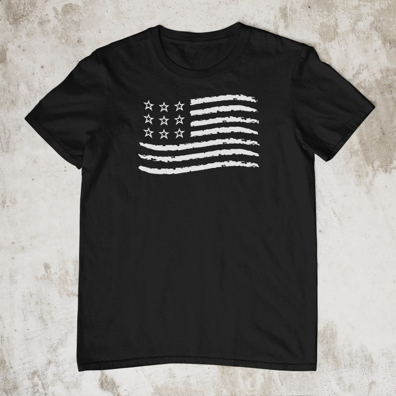 Black and White American Flag Shirt, Vintage Flag T Shirt Independence Day Shirt Fourth of July Shirt Print Design America Clothes Usa.jpg