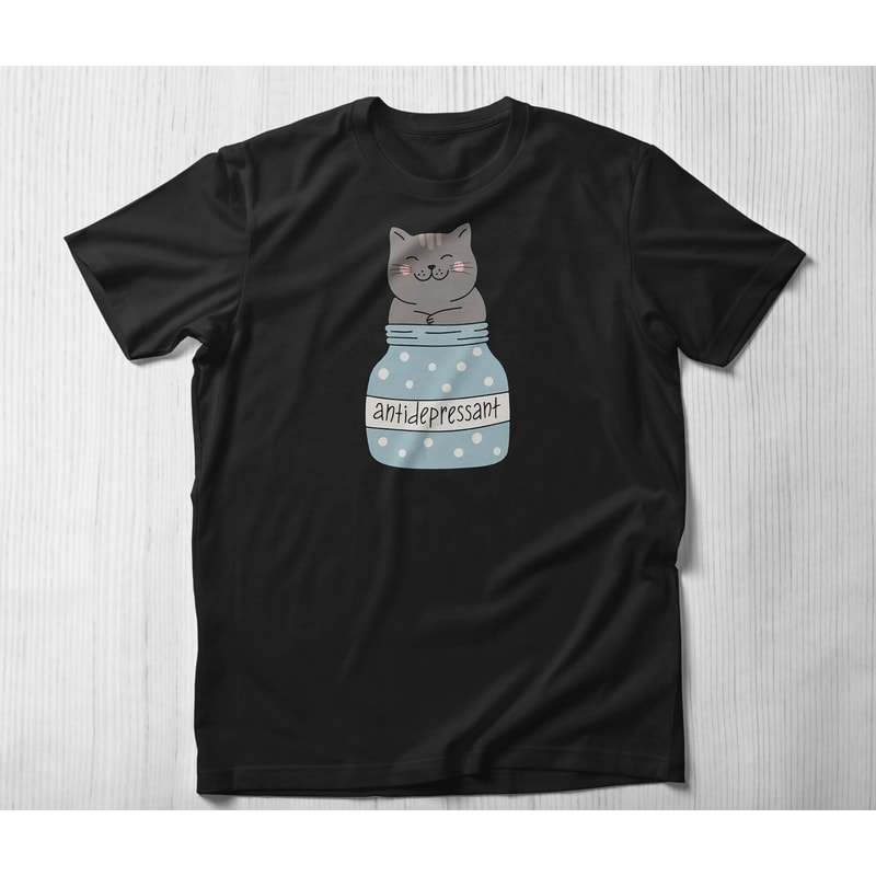 Antidepressant Shirt, anti depressants Cat shirt antidepressant Cat shirt Happy Pills Cat Tshirt Funny Cat Lover Gift Baggy Boyfriend Shirt.jpg