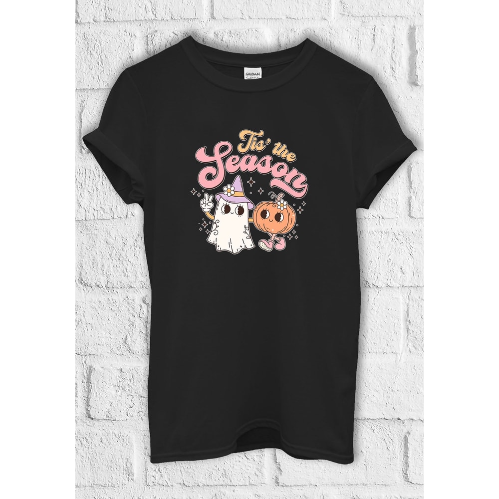 Halloween Tis' The Season T shirt Pumpkin Ghost Hoodie Sweatshirt Baseball Shopper Make Up Bag Men Women Unisex Baggy Boyfriend Shirt H125.jpg