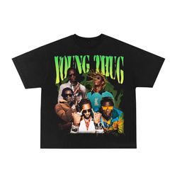 young thug t-shirt rap tee concert merch kanye thugger slime season  green rare hip hop (2)