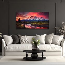 Talkeetna Mountains Sunset Painting Canvas Print, Alaska Landscape Wall Art Framed, Unframed, Ready To Hang