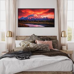 Mount Mckinley in Denali Sunset Photo Canvas Print, Alaska Mountains Landscape Wall Art Framed, Unframed, Ready To Hang