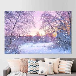 Snow Wall Decor, Tree Landscape Art, Snow Landscape Art, Gift For Him, Wall Hanging, 3D Wall Art, Framed Canvas, Tempere