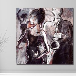 Music wall art Jazz oil painting ROMAN NOGIN canvas PRINT Music gift Jazz club decor Pianist saxophone Jazz Music Extra