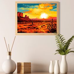 Desert Landscape Painting, Desert Photo Wall Art, Desert Photography, Desert Sunrise Photography Print, Sunset Desert Ar