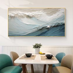 Original Abstract Seascape Oil Painting On Canvas, Large Wall Art, Bule Sea Painting, Custom Painting, Boho Wall Art, Li