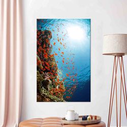 Underwater Shot Art, Fish Wall Decor, Sea Landscape Art, Animal Wall Art, Framed Wall Art, Tempered Glass, 3D Canvas, Gi