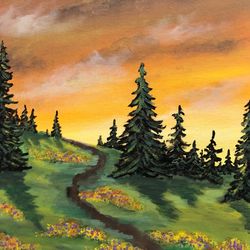 Sunrise Trail original 11 x 14 acrylic landscape painting on a canvas panel