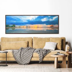 Sunrise , Oil Landscape Painting On Canvas - Ready To Hang Large Gallery Wrap Canvas Wall Art Prints With Or Without Ext