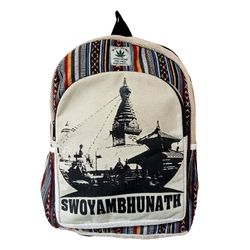 Swoyambhunath Printed Handmade Sustainable Hemp & Cotton Mix Backpack for Unisex
