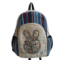 RHB123 Handmade Sustainable Hemp & Cotton Mix Backpack for Unisex