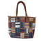Vibrant Cotton Leather Patchwork Tote Bag MultiColor With Zipper Closure 1