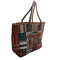 Vibrant Cotton Leather Patchwork Tote Bag MultiColor With Zipper Closure 5