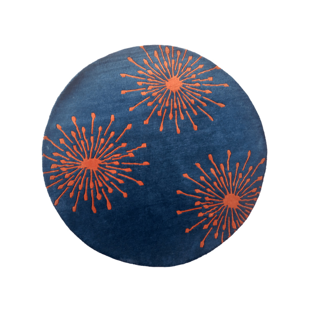 Handknotted Nepali Woolen Carpet 60 Knots 100 Cm Round Modern AllOver Pattern 1