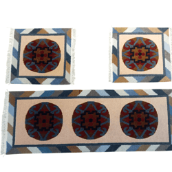 handknotted nepali woolen carpet set for car & taxi – peach, 3-piece set