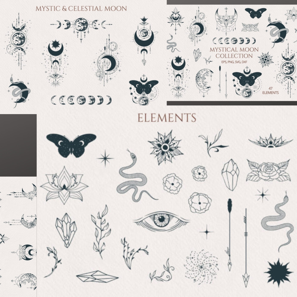 Hand Drawn Mystical Moon Collection Graphics All Files 0