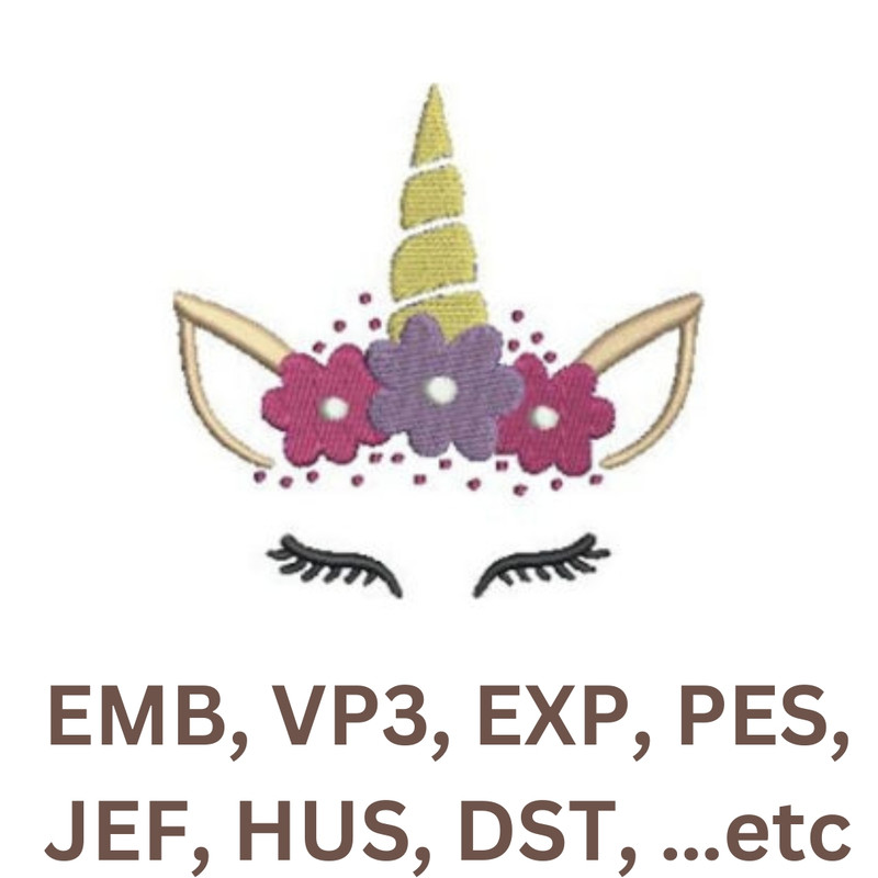 Unicorn Face With Flowers 0