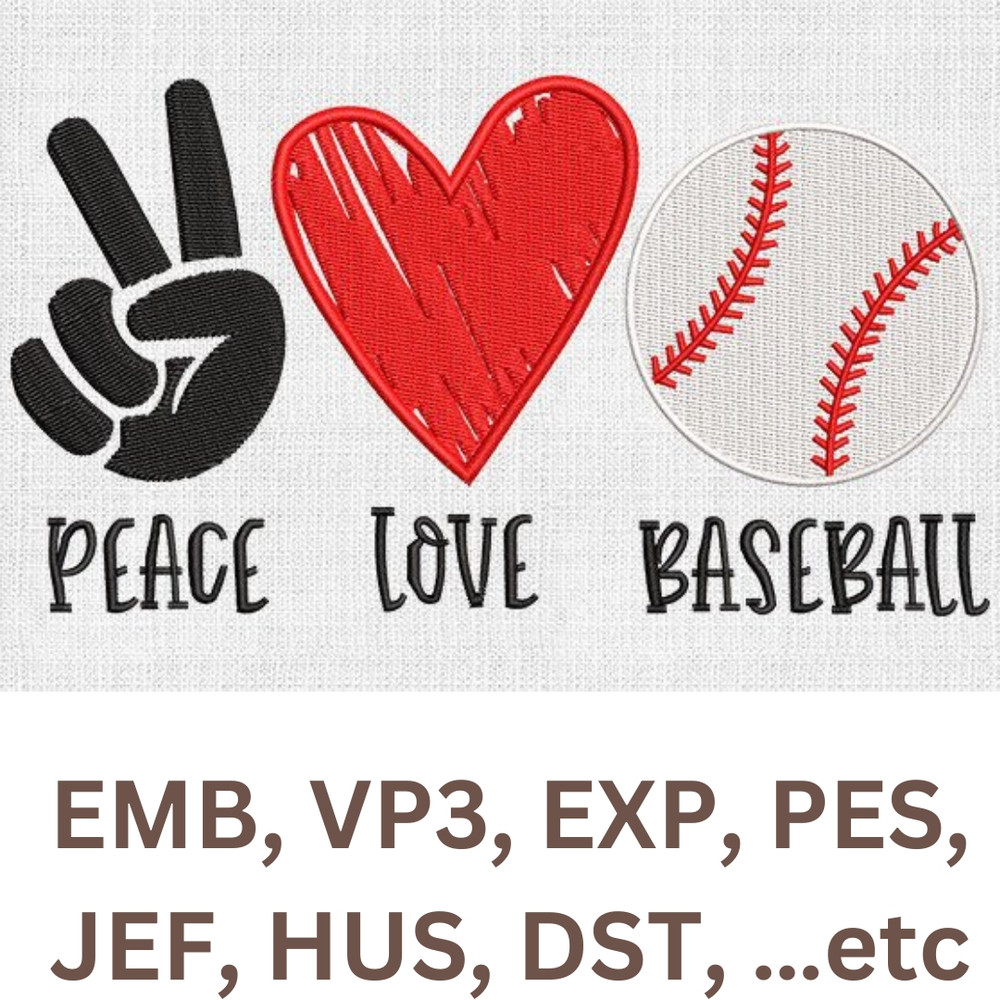 Peace Love Baseball Embroidery Your Sportsthemed Arts And Crafts 0