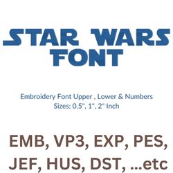 star wars font embroidery design