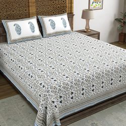 blue, black floral indian hand block print bedsheet and pillow covers for home decor, bedroom decorate, wedding gifts