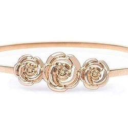 women and girl fashion metal stretchable gold plated belly floral waist belt jewellery waistband accessory, sci-05