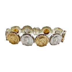 men's bracelet "legionary denarius", code rld, completely 925 sterling silver with 14k gold plated