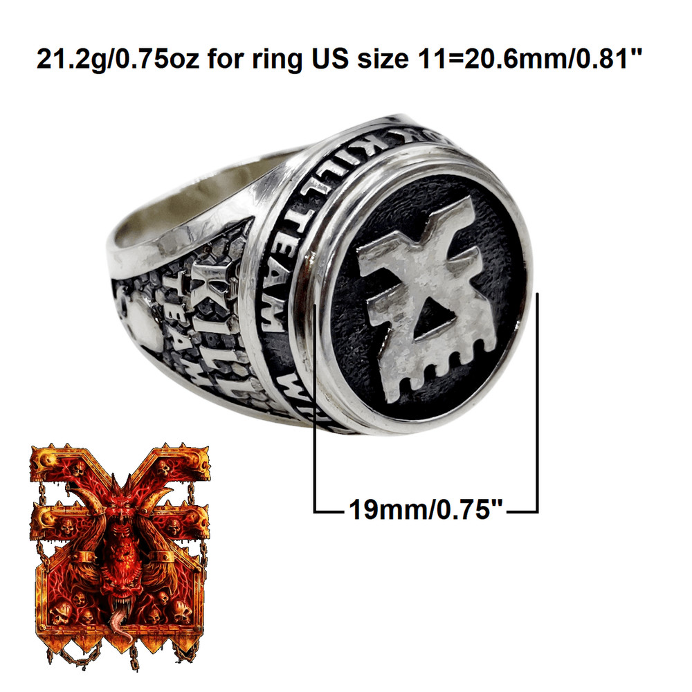 Mens Ring From The Series KILL TEAM Khorne Forces Of Chaos Code KTK Completely 925 Sterling Silver 3
