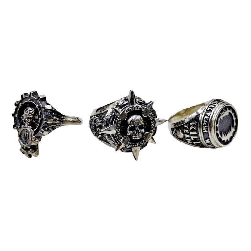 Mens Massive Ring Rogue Trader Code RT Completely 925 Sterling Silver Wh40k 5