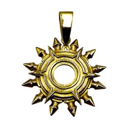 pendant pelor deity dungeon & dragons code pn, dnd, the pendant is completely brass alloy