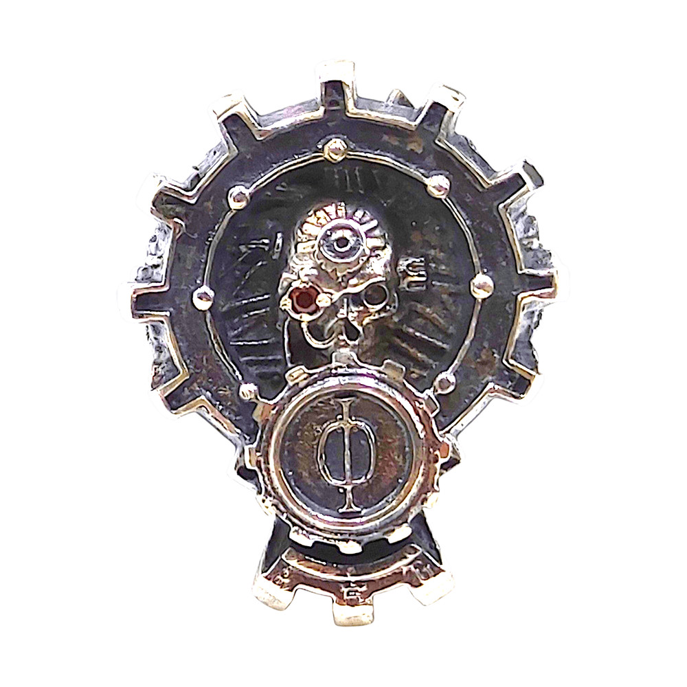 Mens Ring Adeptus Mechanicus Code AM2 Completely 925 Sterling Silver With Blackening Insert CZ 4