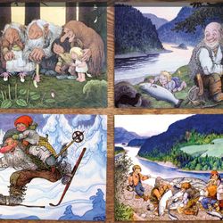 A set of postcards with trolls by Swedish artist Rolf Lidberg-5. Trolls.
