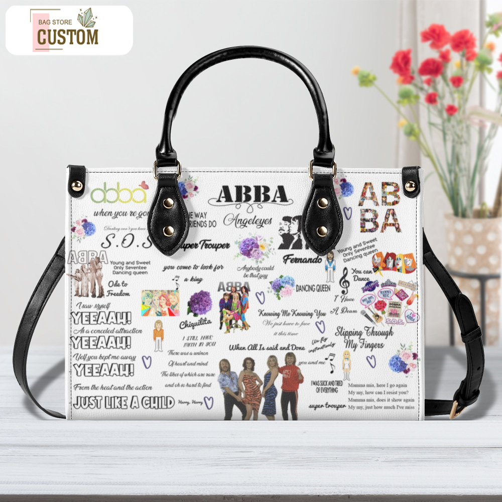 ABBA Women Leather Handbag, Travel handbag, Gift for fan, Handmade Bag, Custom Bag, Vintage Bags, Woman Shoulder Bag, Top Handbag.jpg