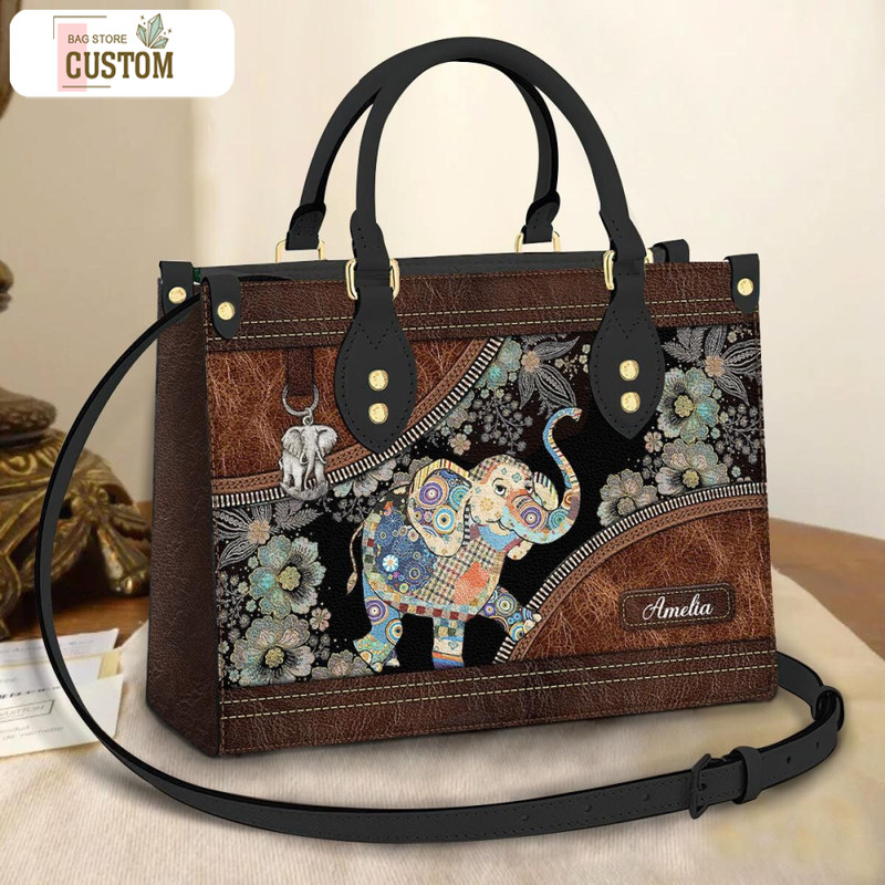 Elephant Personalized  Leather Bag, Crossbody Bag, Woman Shoulder Bag, Gift for girlfriend, Shopping Bag TD_TL110506.jpg