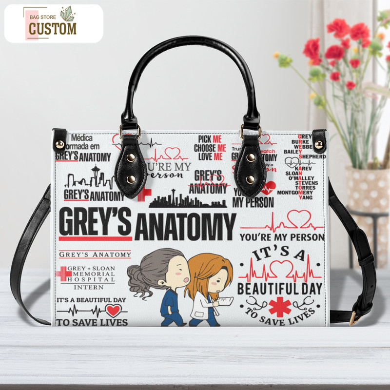 Grey's Anatomy Women Leather Handbag, Travel handbag, Gift for fan, Handmade Bag, Custom Bag, Vintage Bags, Woman Shoulder Bag, Top Hnadbag.jpg