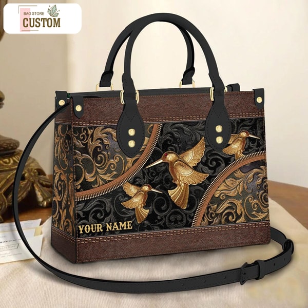 Hummingbird Personalized Leather Bag, Crossbody Bag, Woman Shoulder Bag, Gift for girlfriend, Shopping Bag TD_TL110505.jpg