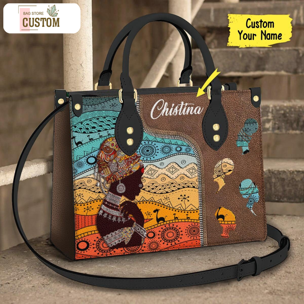 Personalized African Black Girl Leather Bag, Crossbody Bag, Woman Shoulder Bag, Gift for girlfriend, Shopping Bag TD_MT120501D.jpg