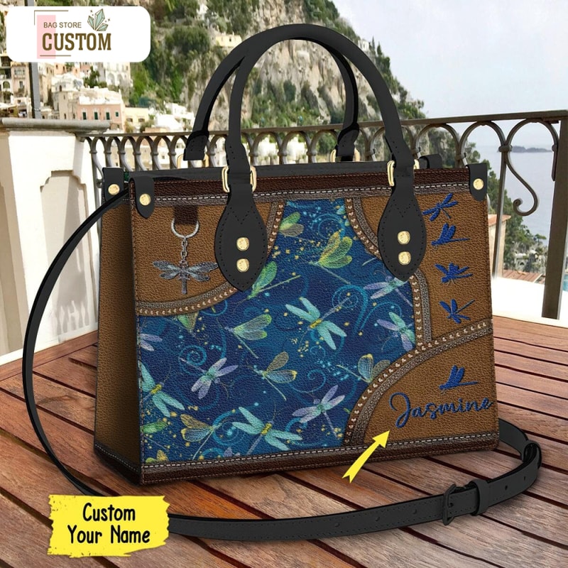 Personalized Sparkling Dragonflies Leather Bag, Crossbody Bag, Woman Shoulder Bag, Gift for girlfriend, Shopping Bag TD_MT110509D.jpg