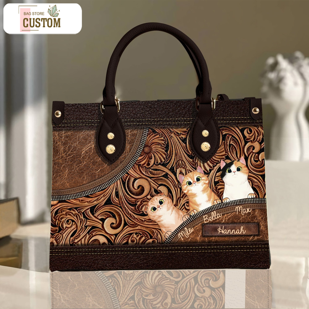 Personalized Dog Or Cat  Leather Handbag, Personalized Dog Or Cat  Lovers, Cat Mom, Cat Dad Leather Bag ,Women Personalized Leather bag 1.jpg